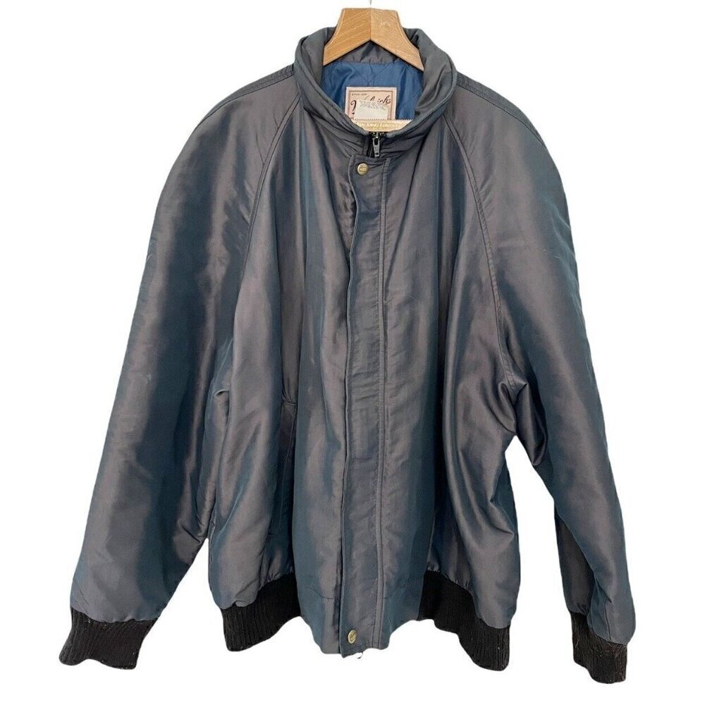 Vintage Woolrich Men's Sz XXL Gray Blue Shiny Utility Full Zip Jacket USA